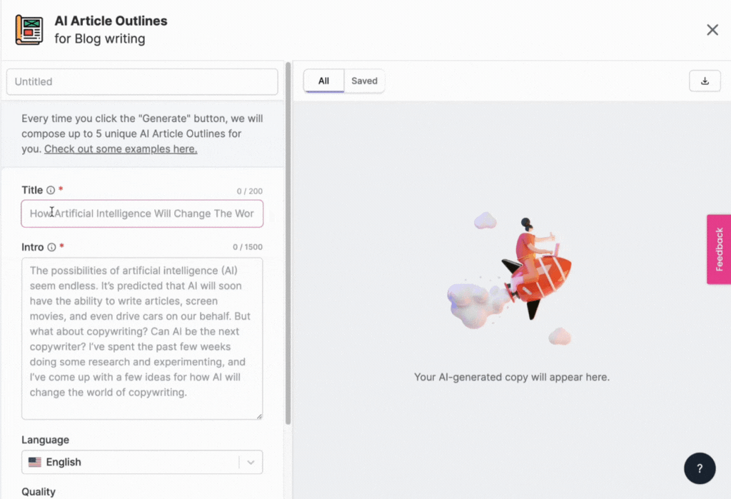AI Article Outlines Generator - How to write faster