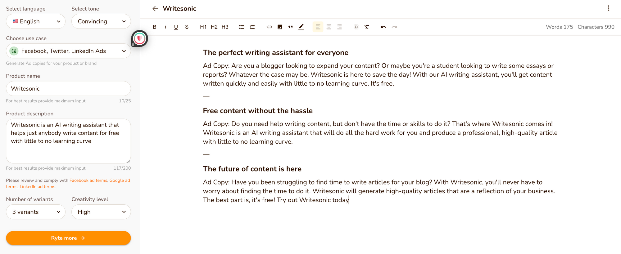 Rytr output - Rytr vs Jasper
