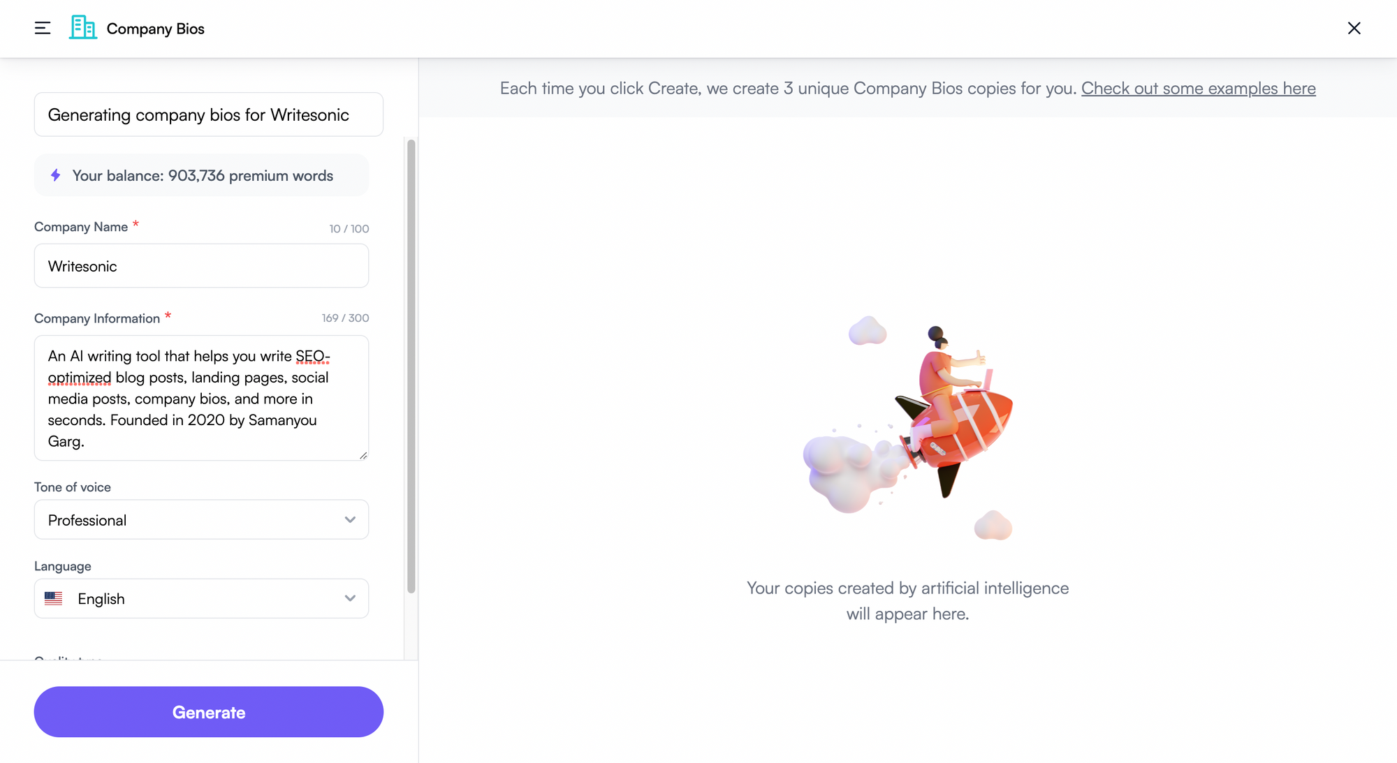 professional bio generator