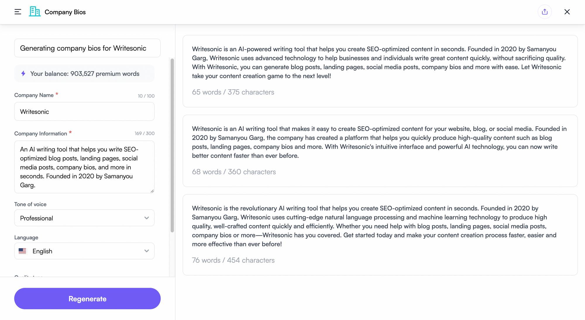 professional bio generator