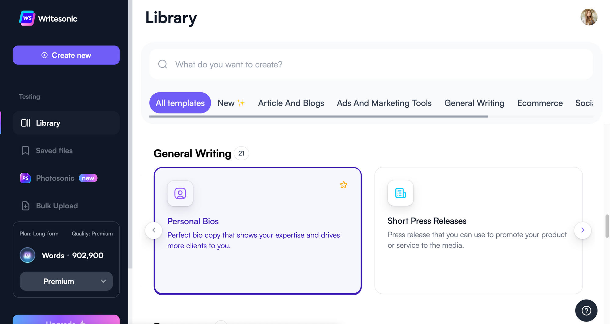 Professional bio generator