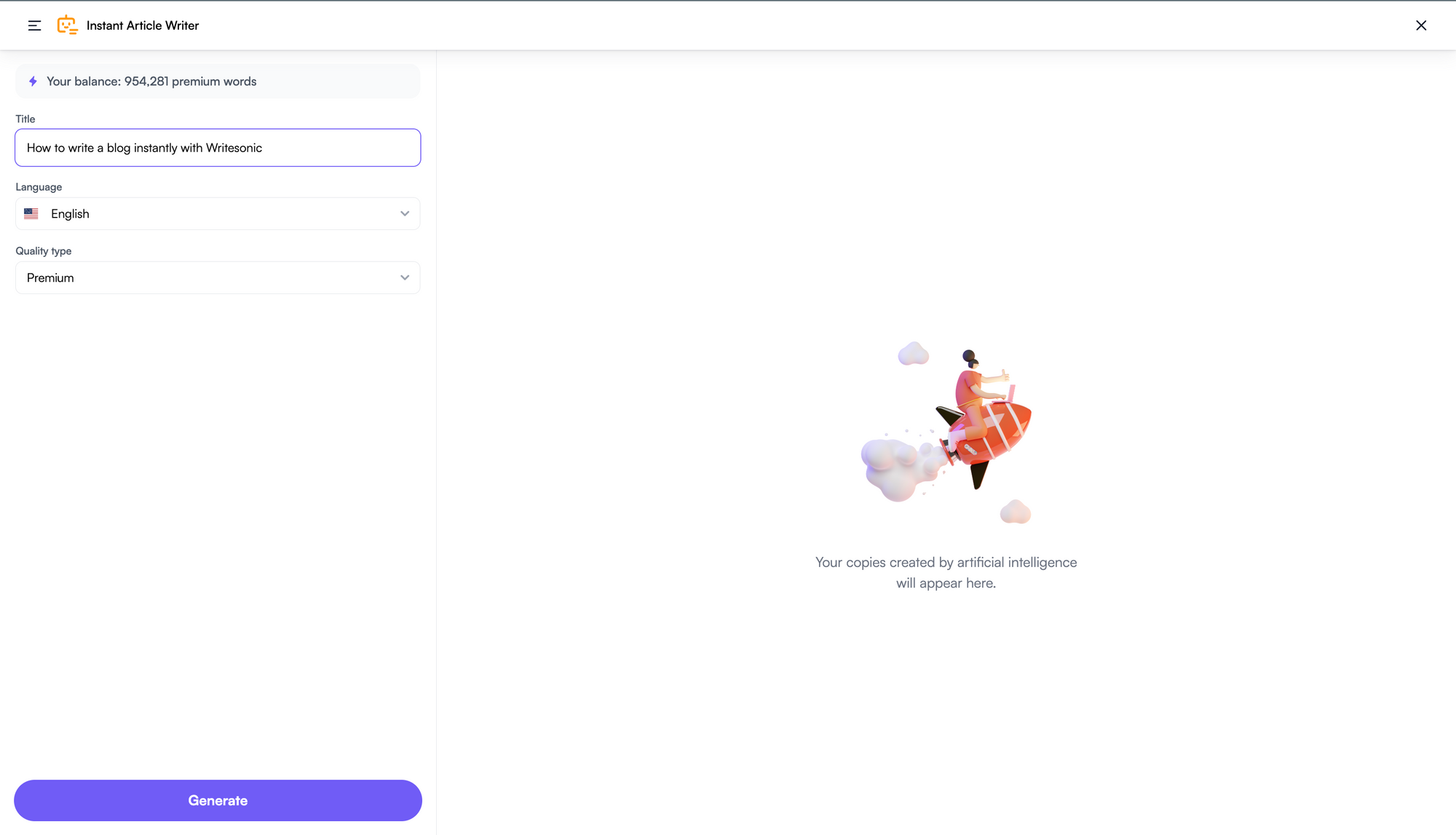 Instant article writer