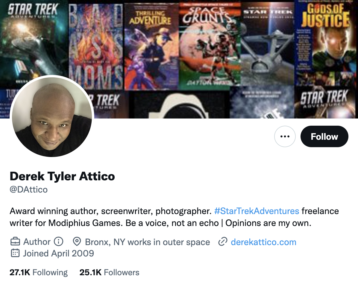 Twitter social media bio example