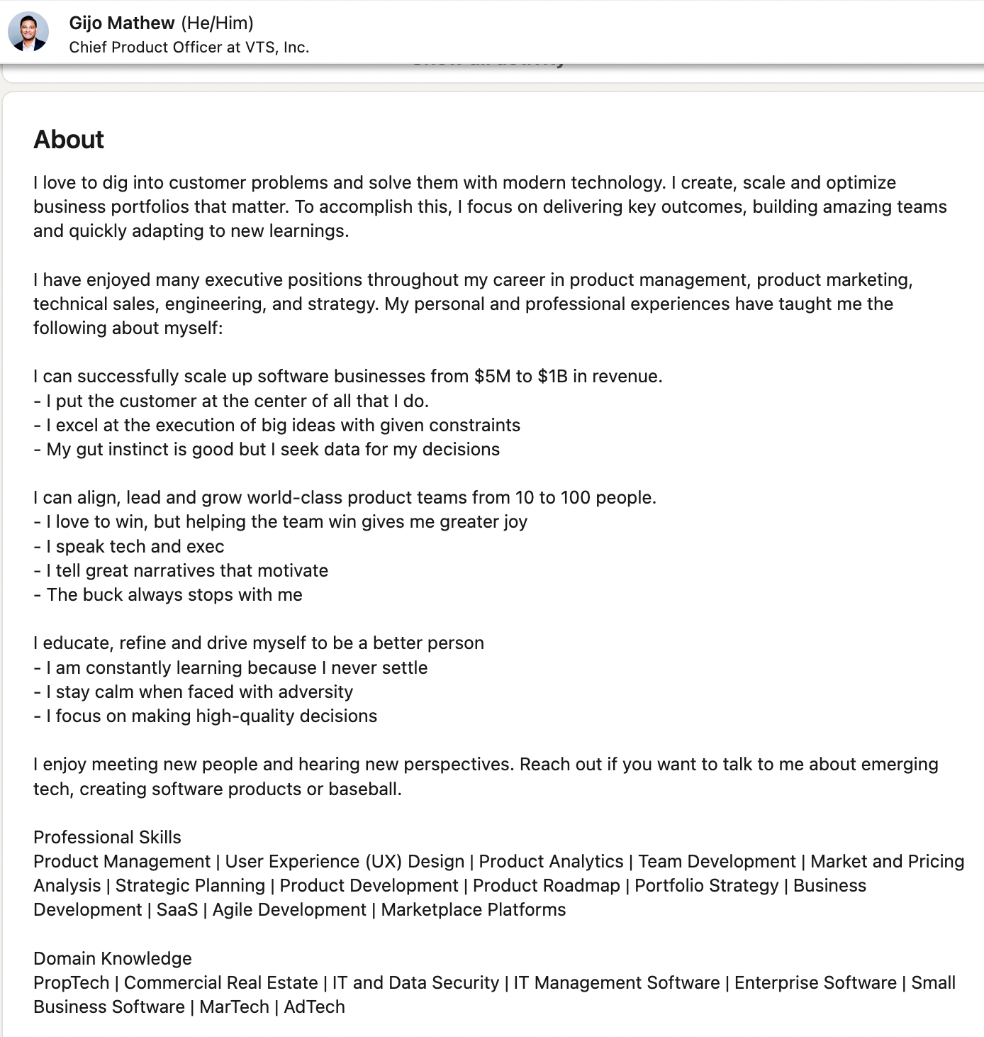 professional bio examples on linkedin