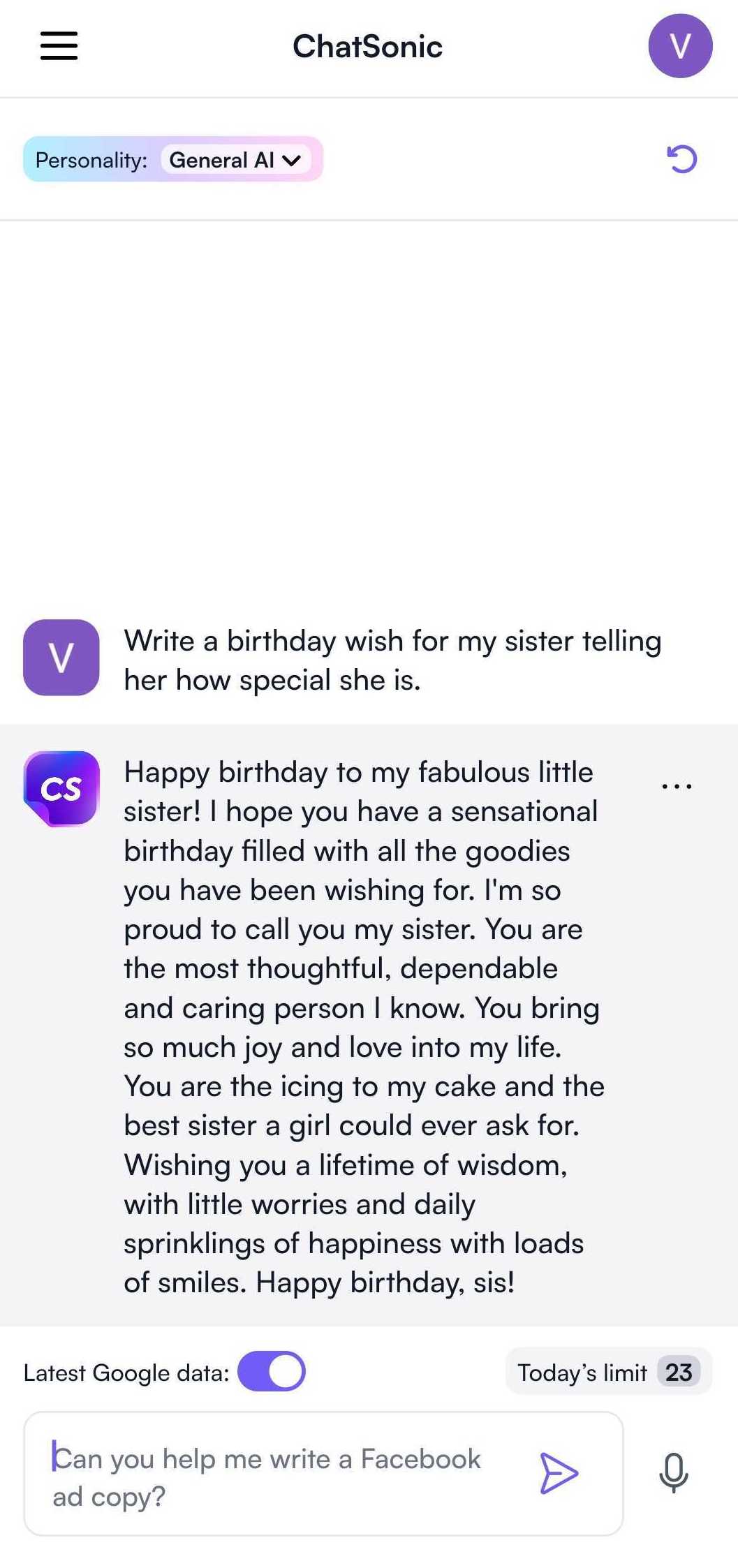 ChatSonic mobile app with ChatGPT power