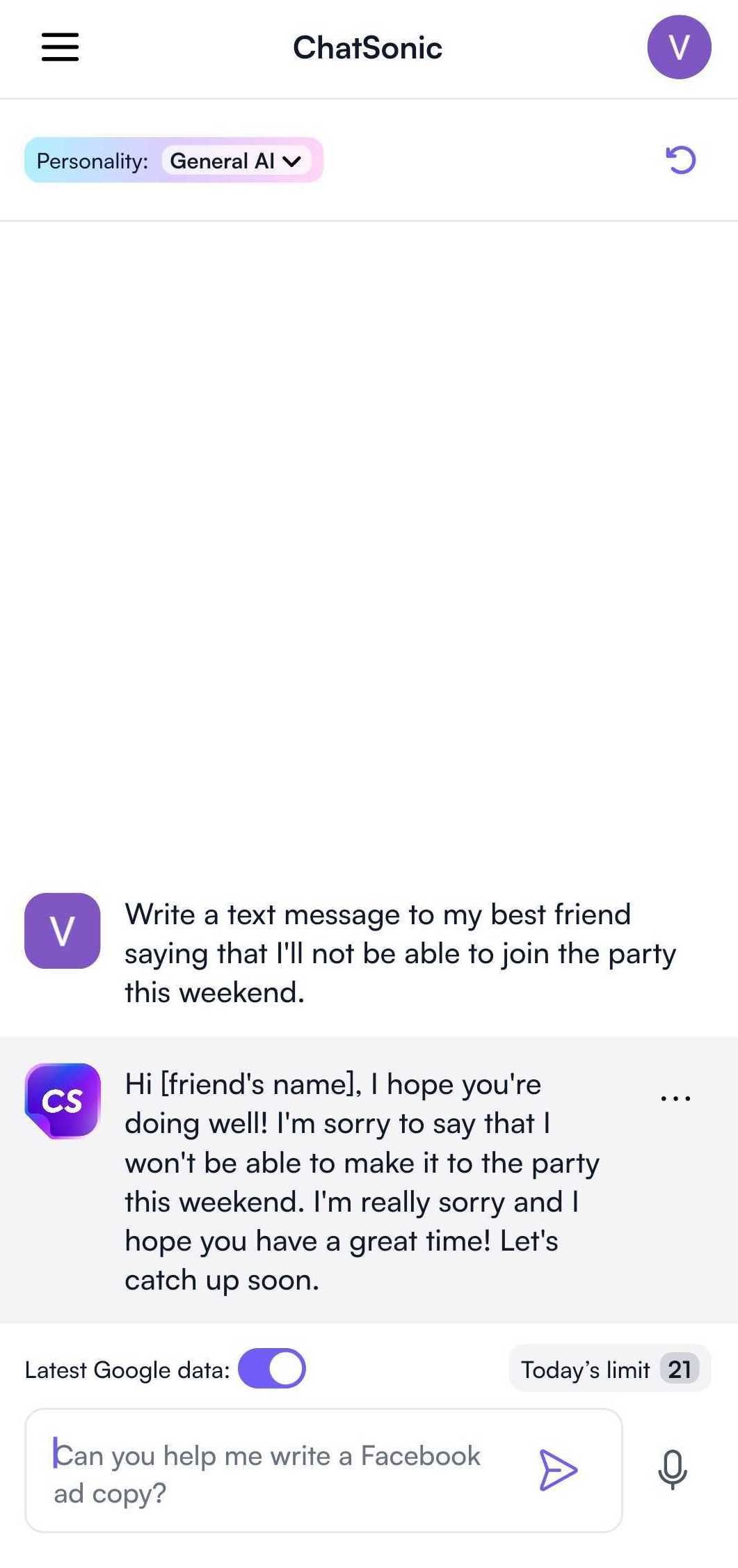ChatSonic mobile app with ChatGPT power