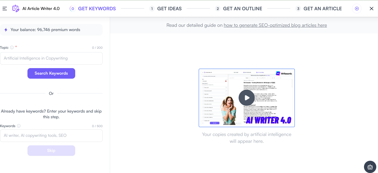 Ewritesonic AI Article Writer 4.0 - content creation tools