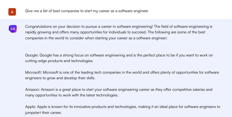 ChatGPT prompt for best companies to work - Job Search