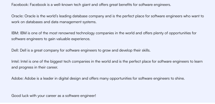 ChatGPT prompt for best companies to work - Job Search