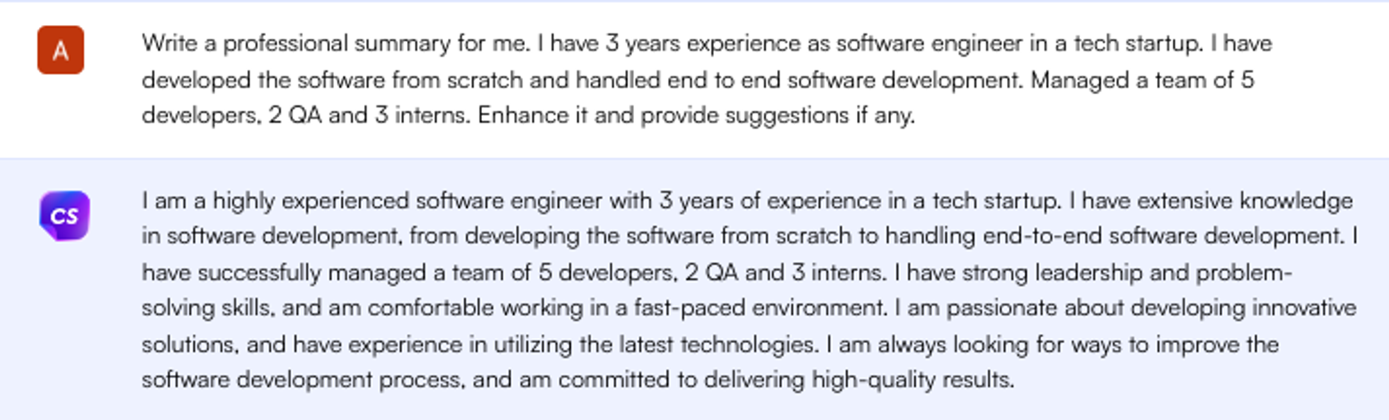 ChatGPT prompt for professional summary - Job Search