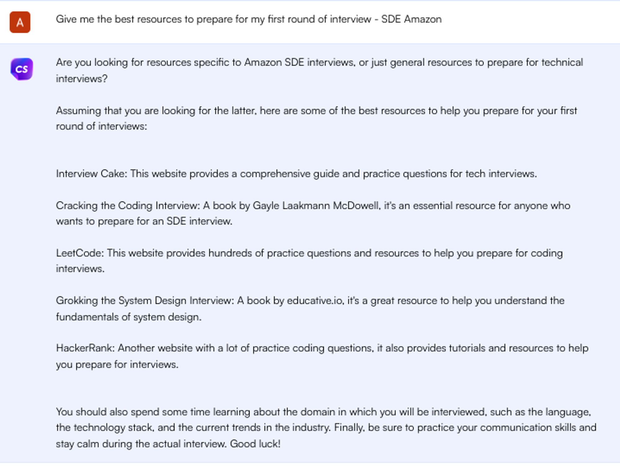 ChatGPT prompt for interview preparation resources - Job Search
