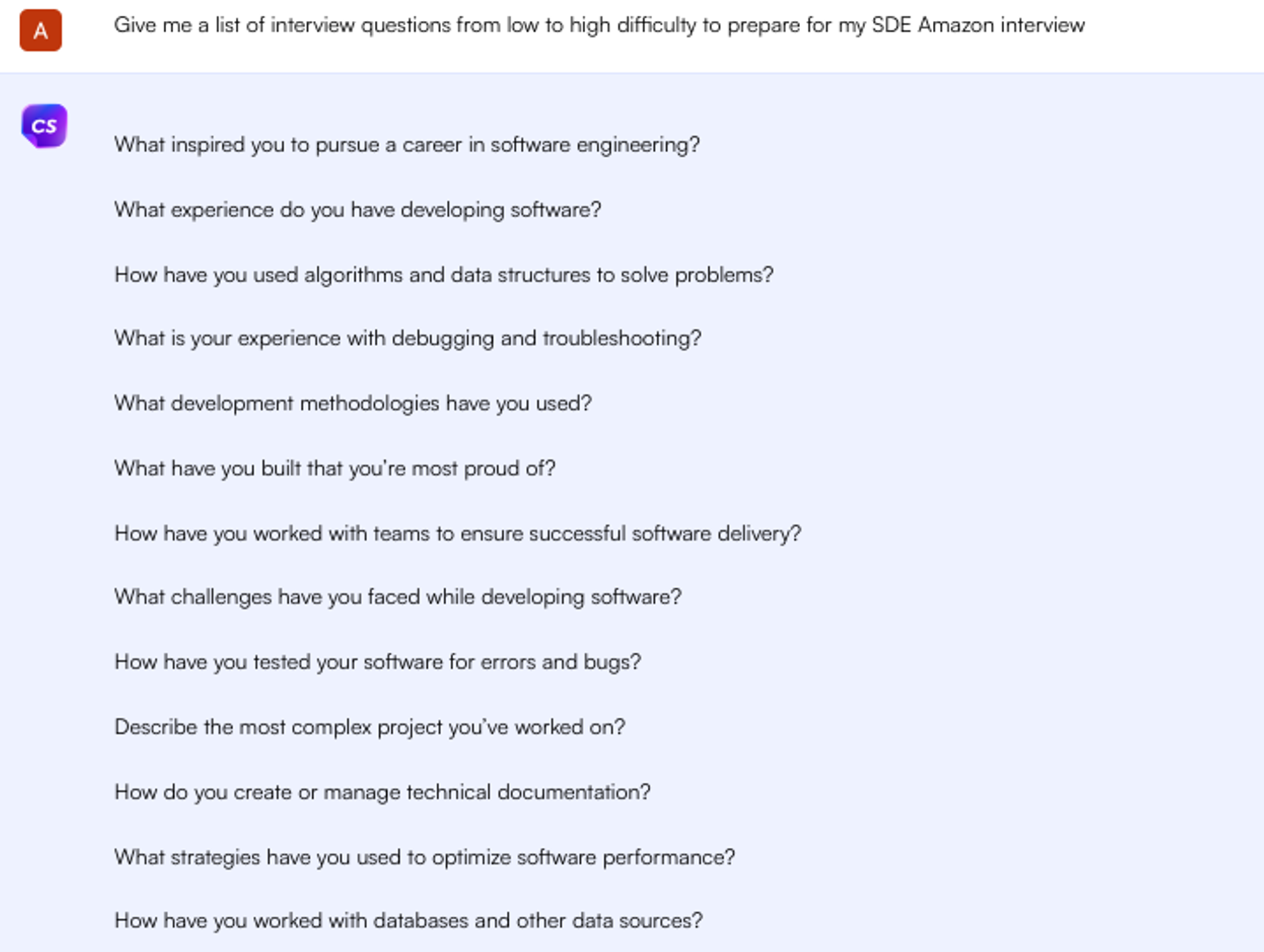 ChatGPT prompt for interview questions - Job Search