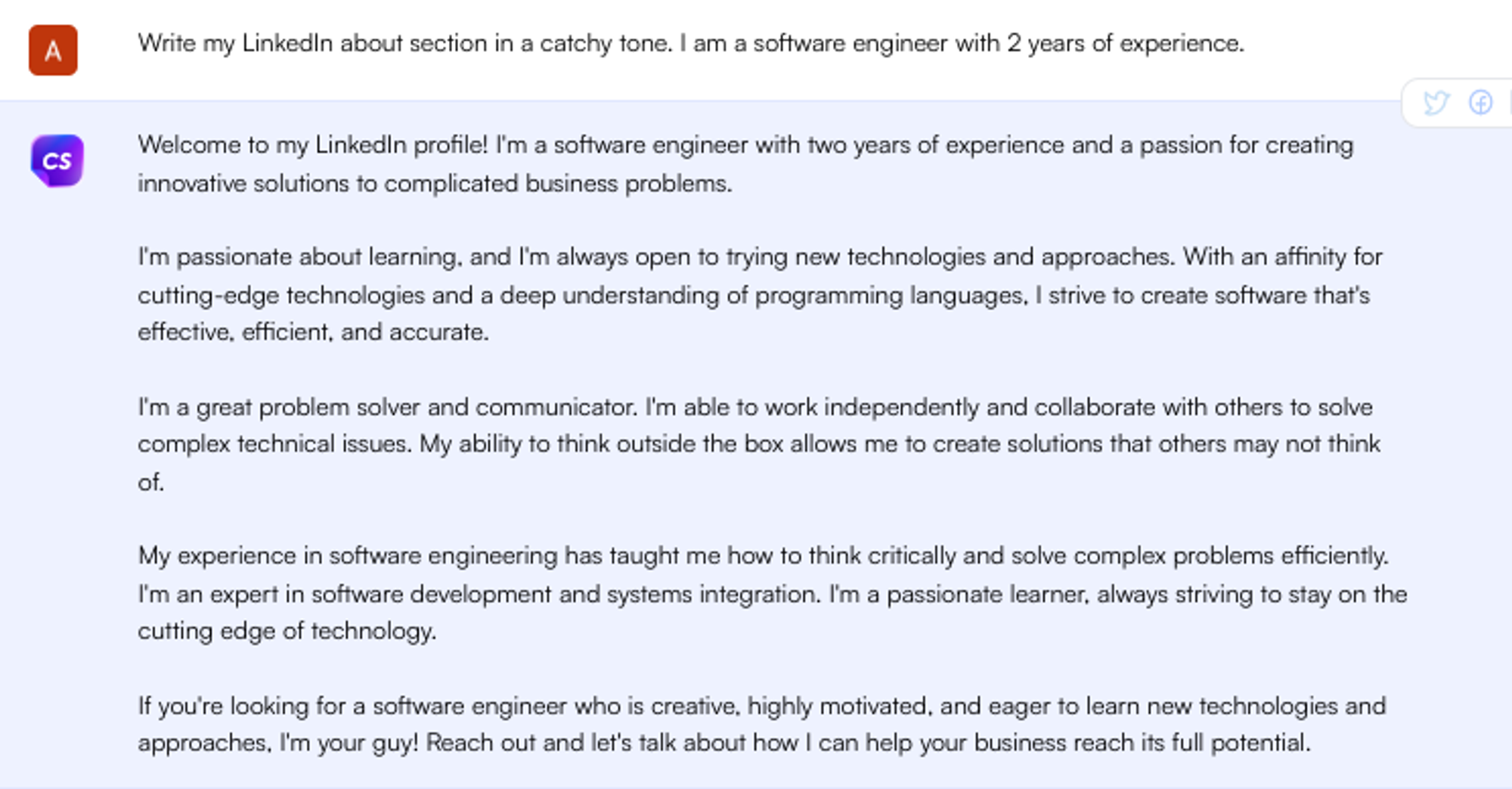 ChatGPT prompt for LinkedIn bio - Job Search