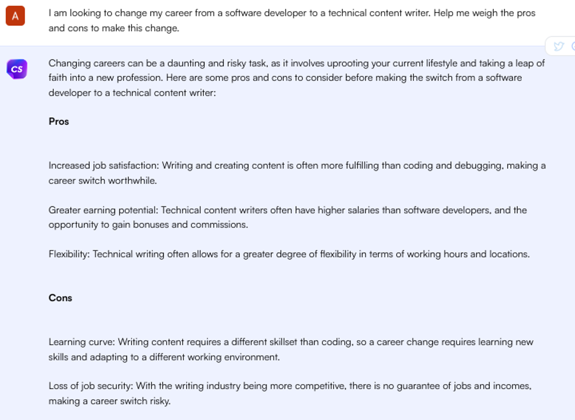 ChatGPT prompt for career change advice - Job Search