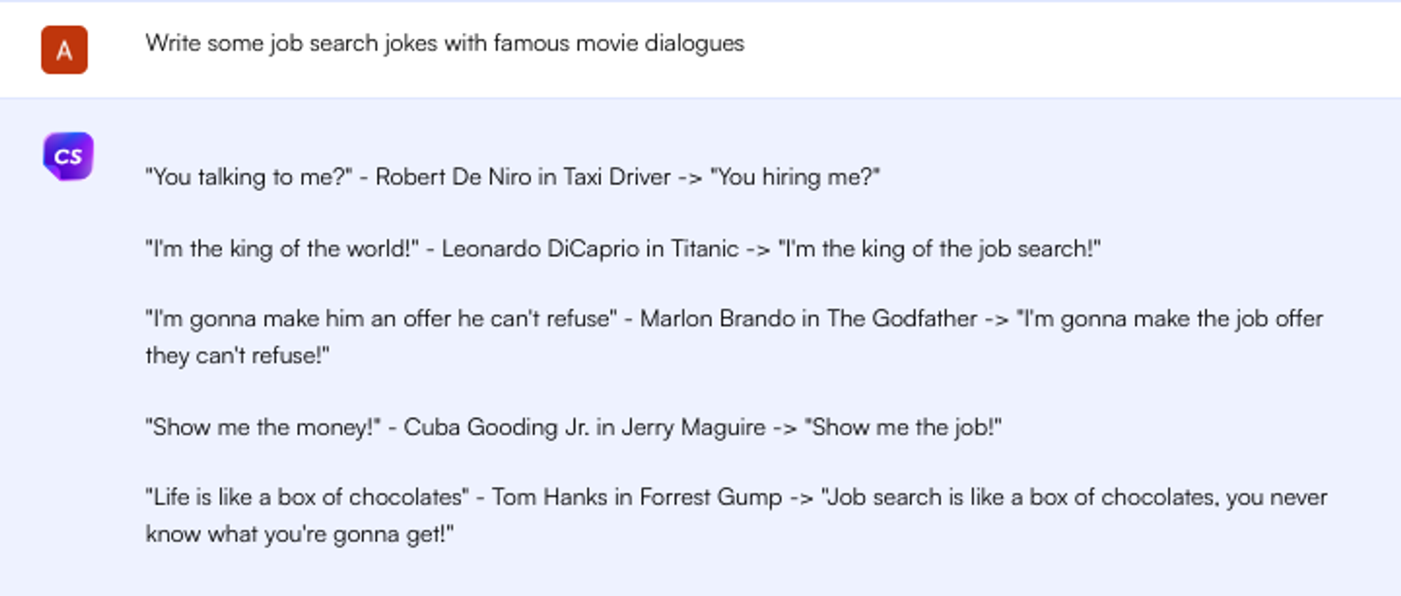 ChatGPT prompt for job search jokes - Job Search