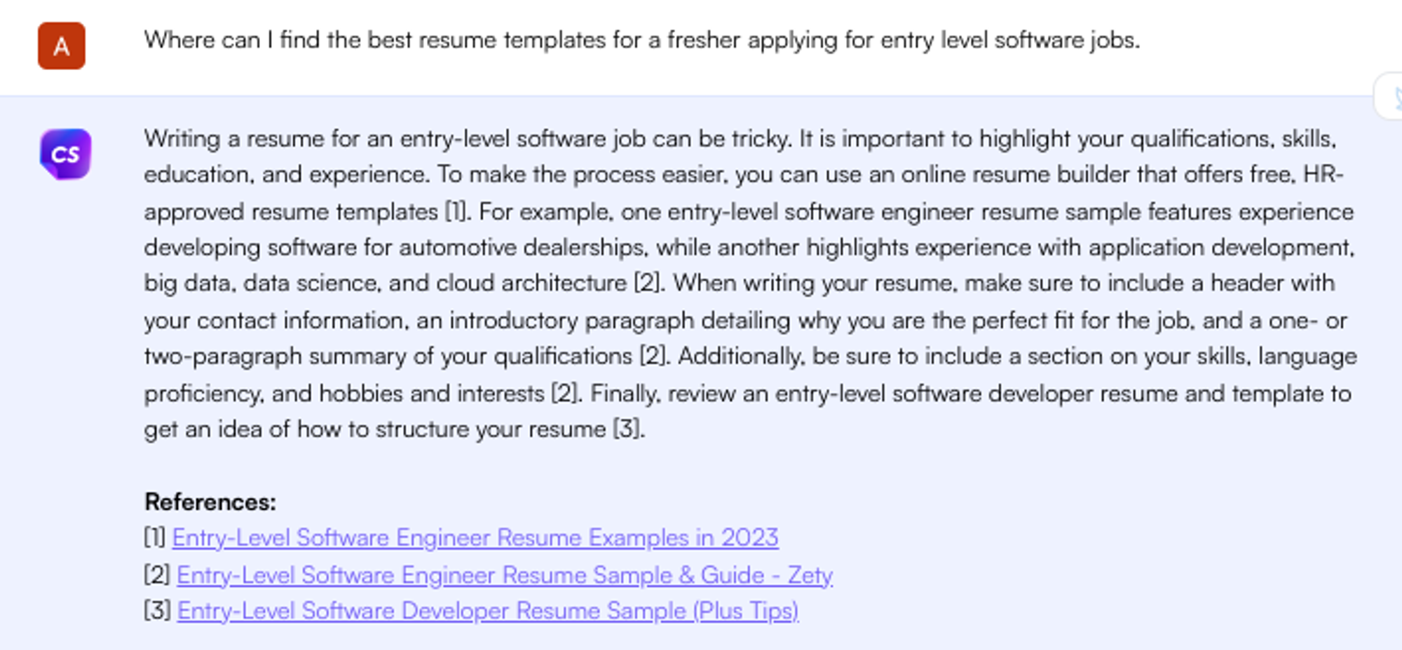 ChatGPT prompt for resume template by job - Job Search