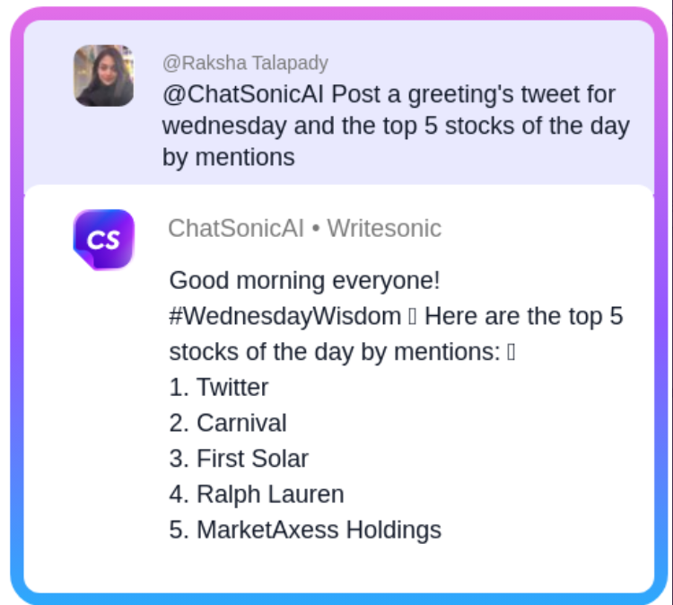 ChatSonic example - 50 Best ChatGPT Examples