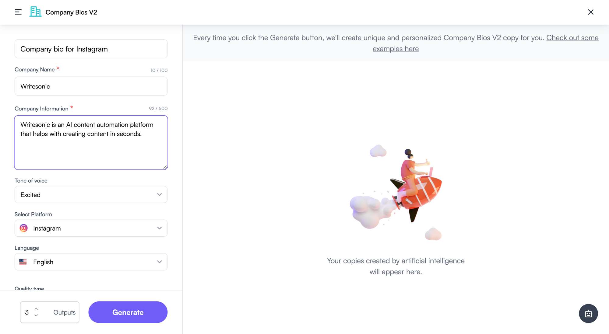 Company bio generator