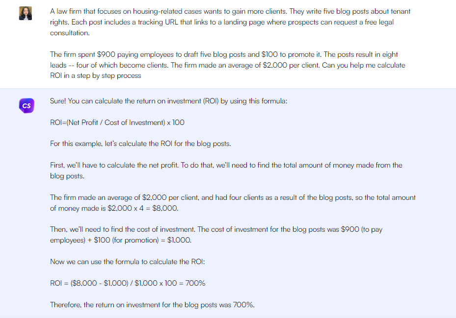 ChatGPT prompt to calculate ROI - ChatGPT Prompts for Marketing Metrics
