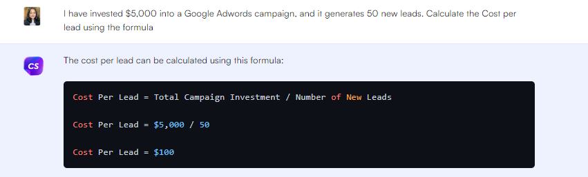 ChatGPT prompt to calculate cost per lead - ChatGPT Prompts for Marketing Metrics