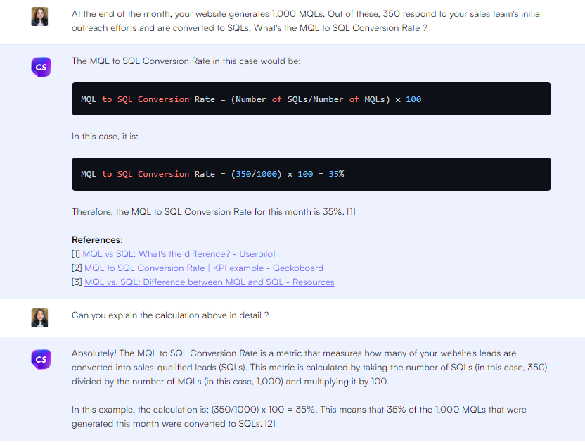 ChatGPT prompt to calculate MQL to SQL conversion rate - ChatGPT Prompts for Marketing Metrics