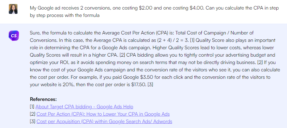 ChatGPT prompt to calculate cost per acquisition in Google ads - ChatGPT Prompts for Marketing Metrics