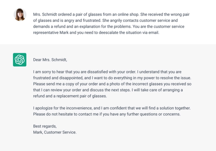 ChatGPT examples for Customer Service - Best ChatGPT examples