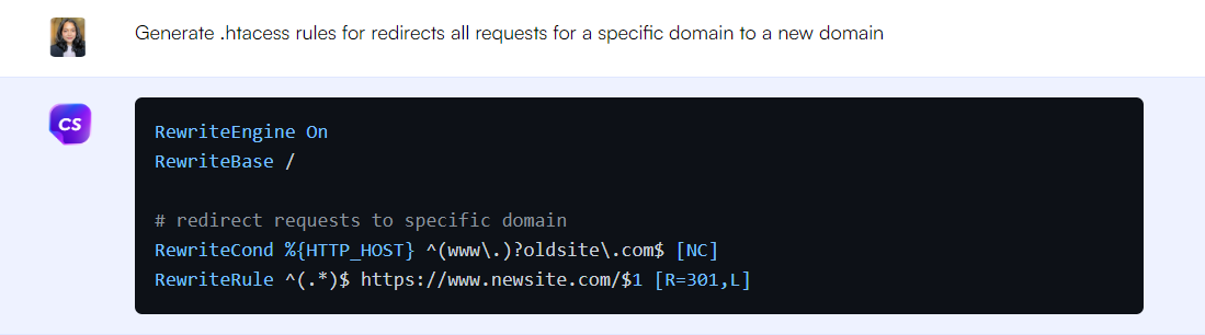 ChatGPT prompt to generate .htacess write rules for redirects - ChatGPT prompts for SEO