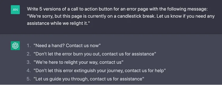 ChatGPT examples for UX - Best ChatGPT examples