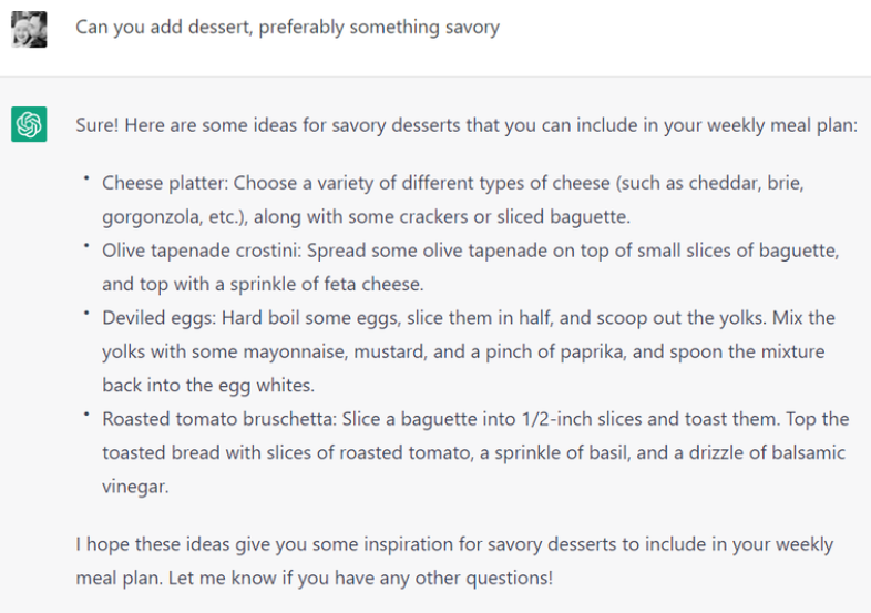ChatGPT for cooking - Best ChatGPT examples
