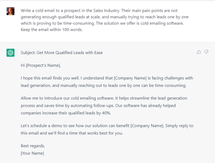 ChatGPT examples for Sales - Best ChatGPT examples