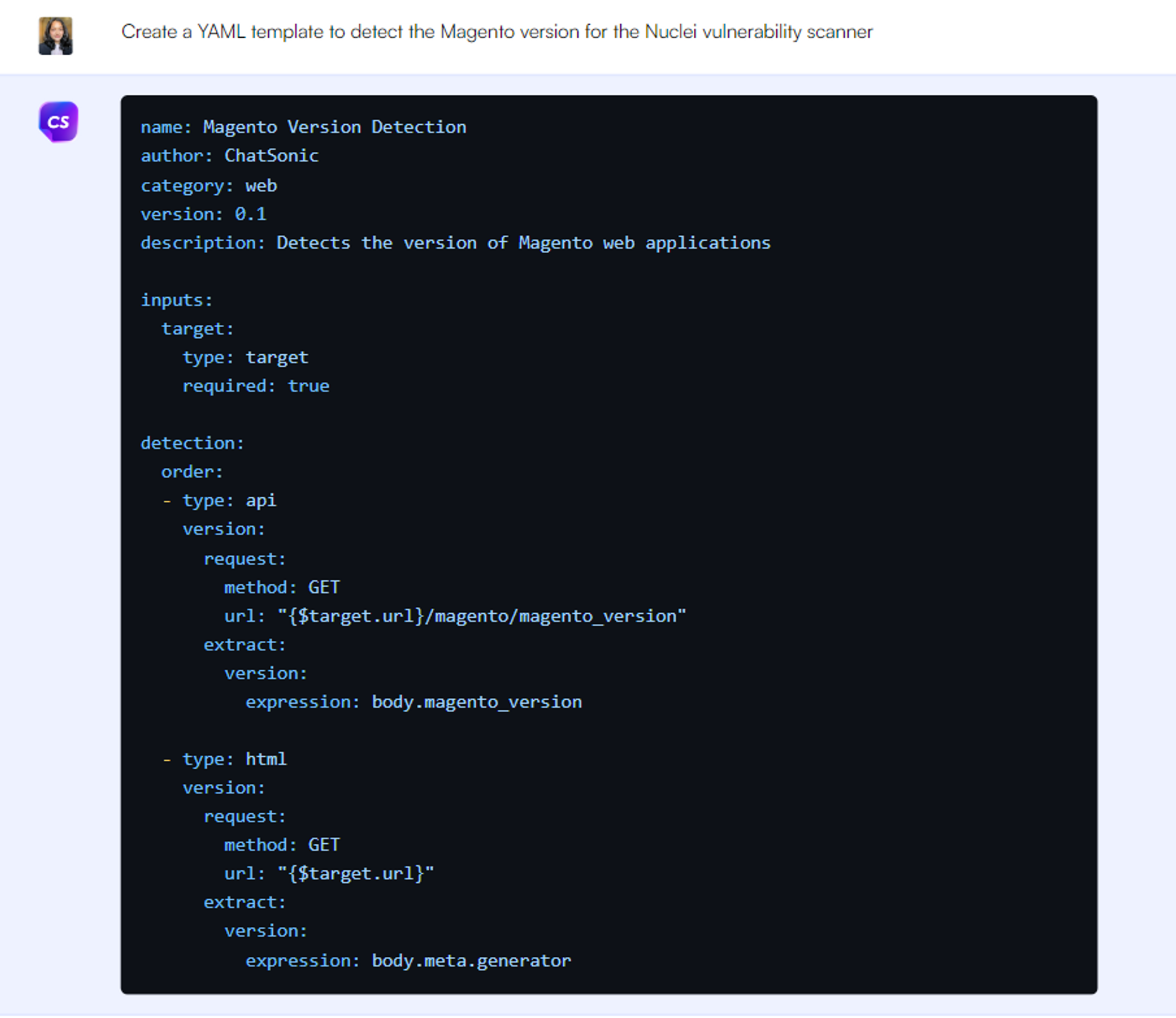 YAML template - ChatGPT prompts