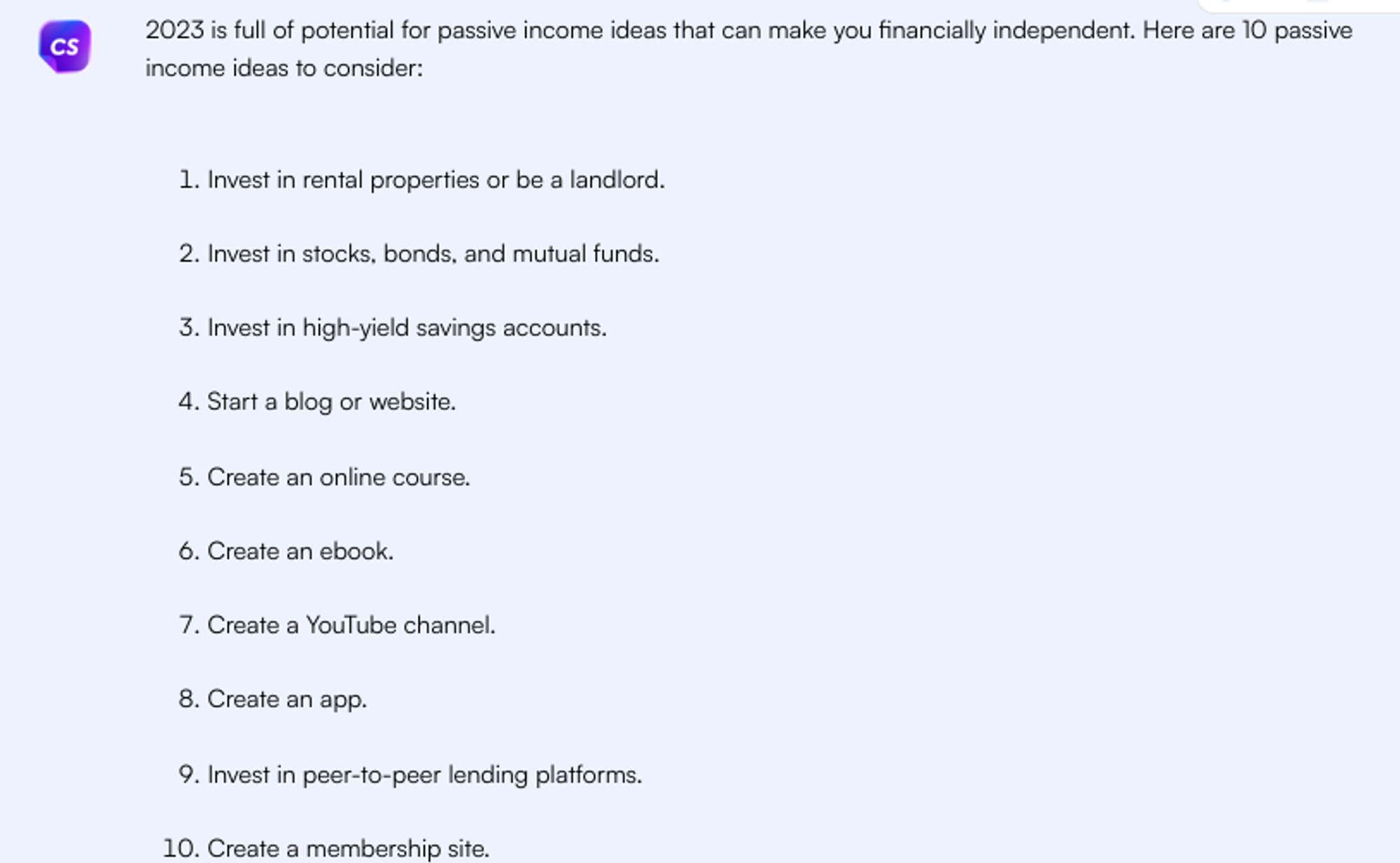 passive income ideas - chatgpt use cases
