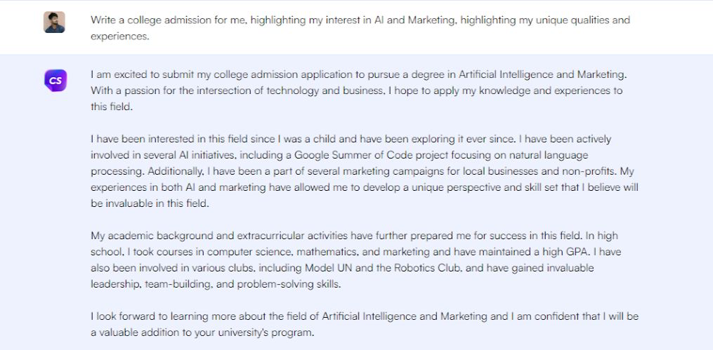 ChatSonic for college applications - ChatGPT for Students