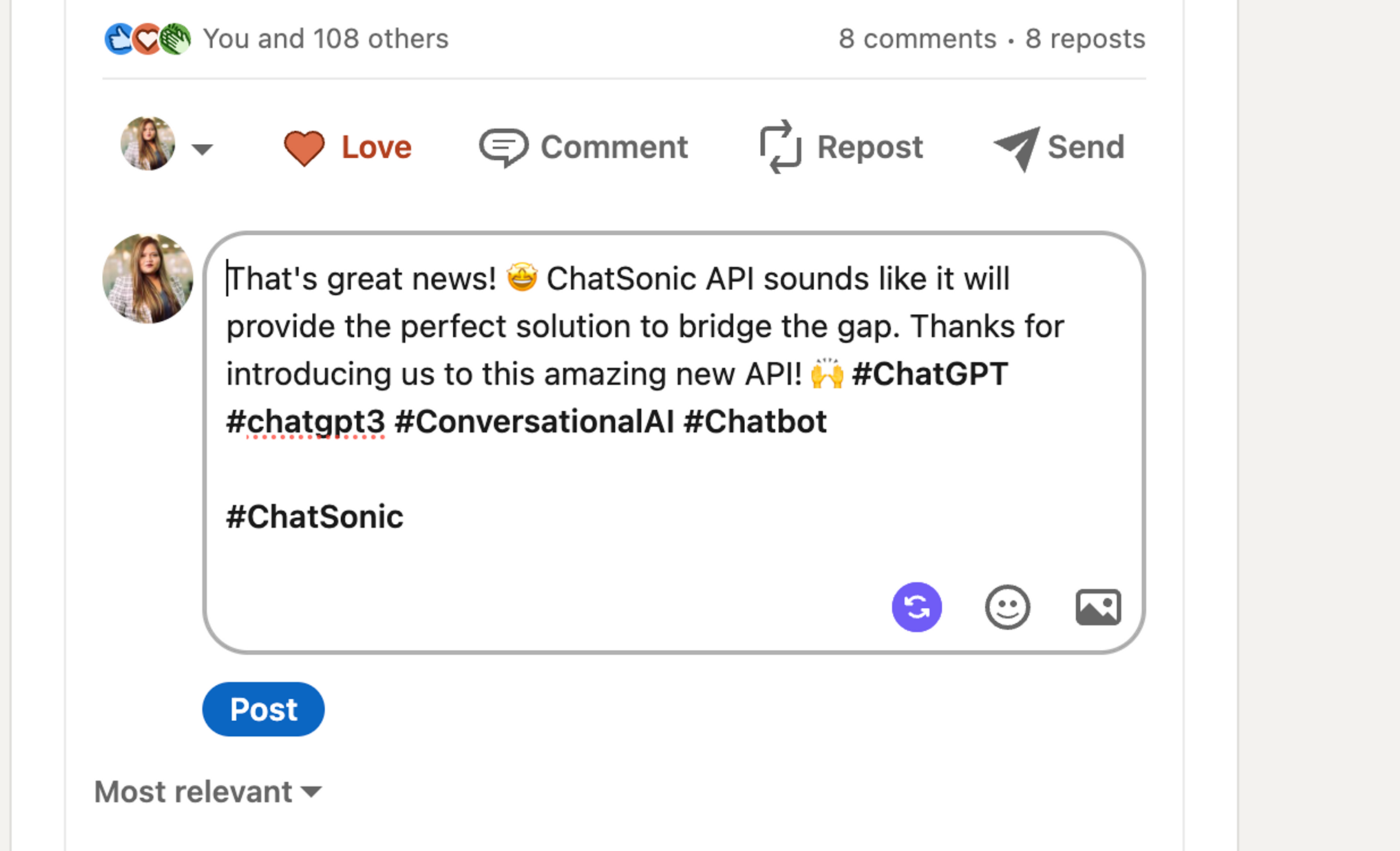 Comment on LinkedIn posts - best chatgpt chrome extensions