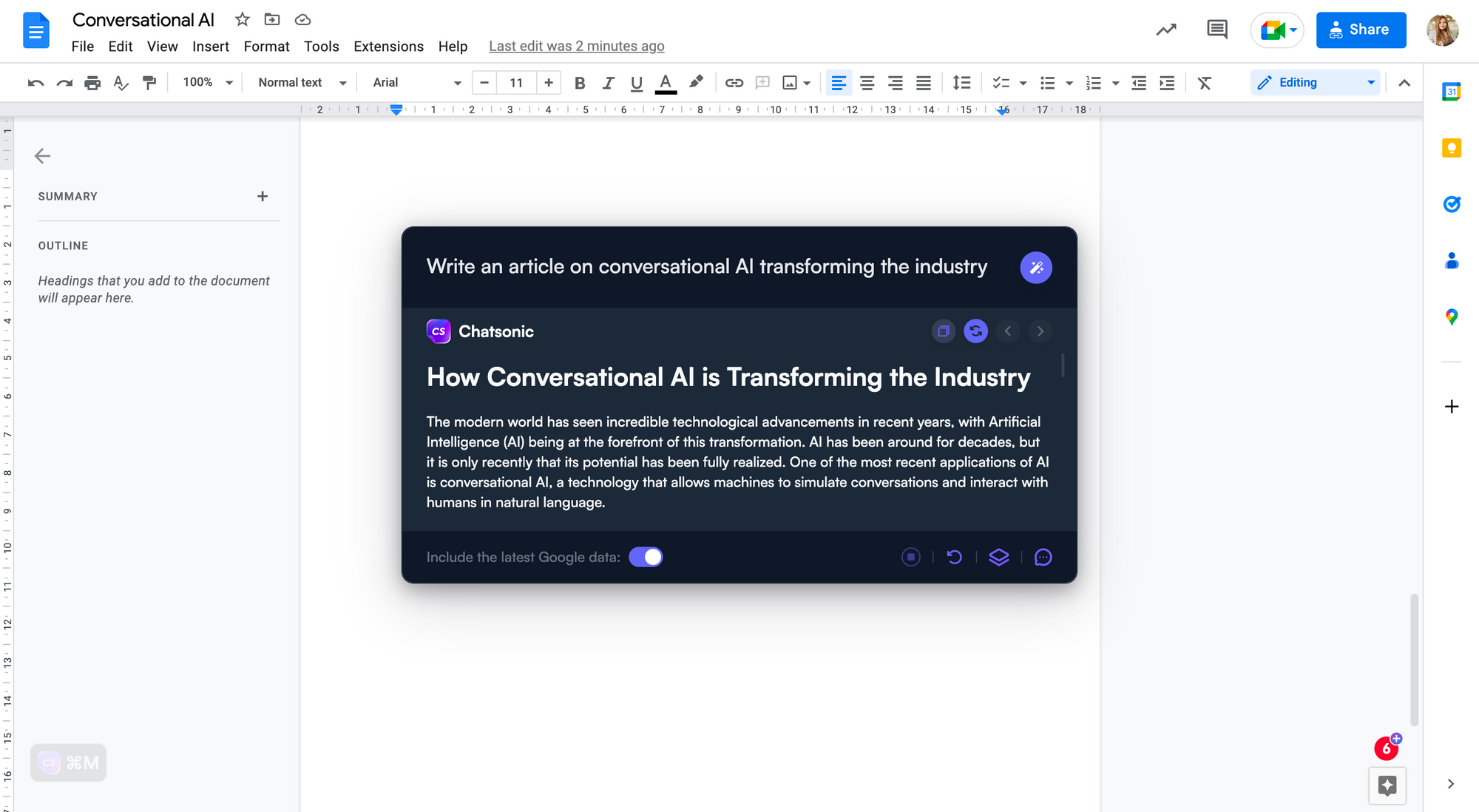 ChatSonic chrome extension on web - chatsonic chrome extension use cases