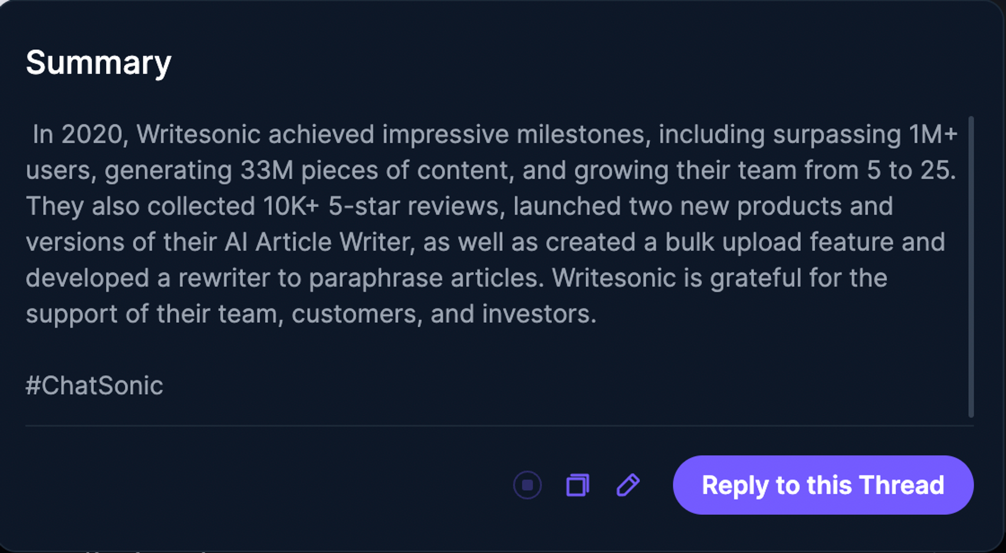 Summarize twitter threads - chatsonic chrome extension twitter