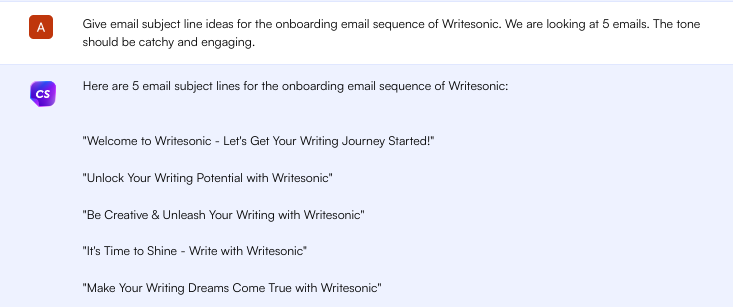 ChatSonic email ideas - write a blog with ChatGPT
