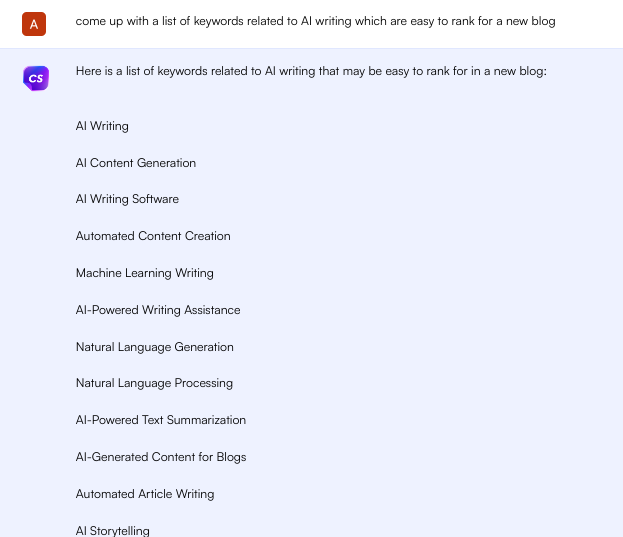 ChatSonic keyword research - write a blog with ChatGPT