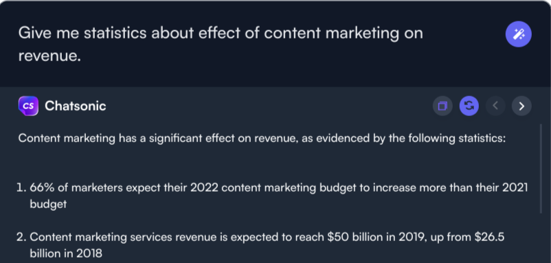 Finding statistics - ChatSonic chrome extension use cases