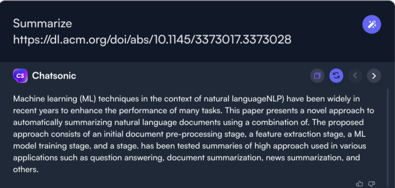 Summarizing research papers - ChatSonic chrome extension use cases