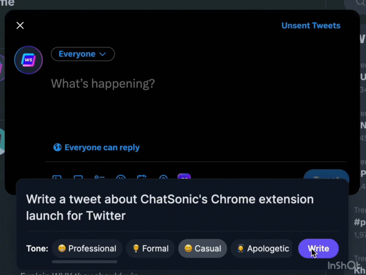 ChatSonic chrome extension - ChatGPT alternatives social media