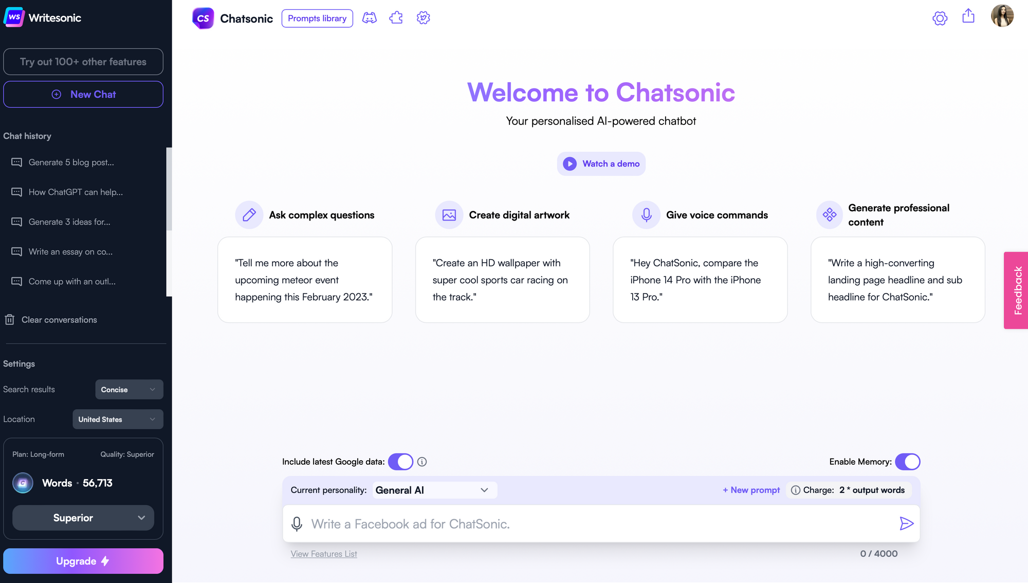 ChatSonic - GPT-4 vs. ChatGPT