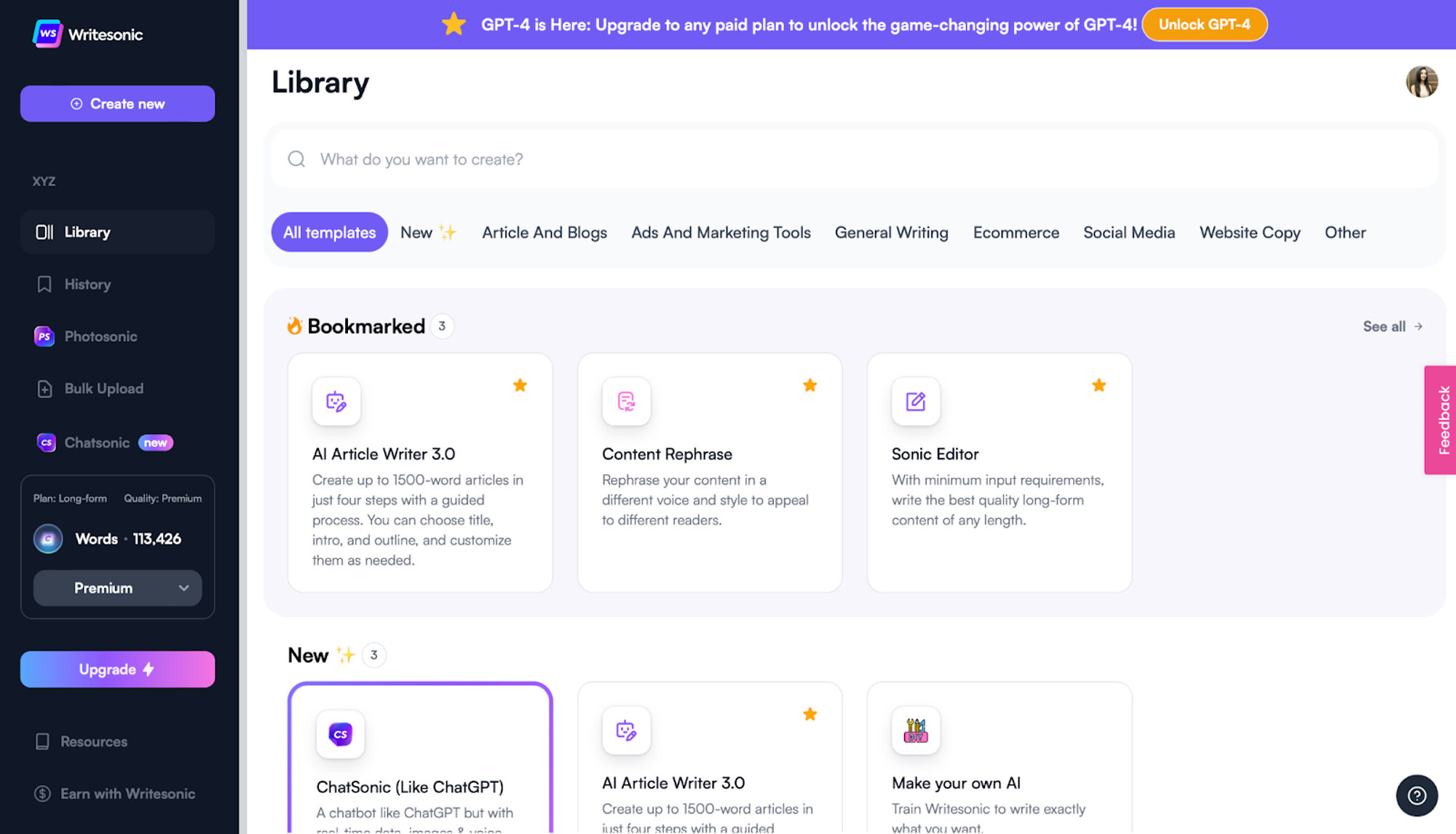 Ewritesonic - How to use GPT 4?