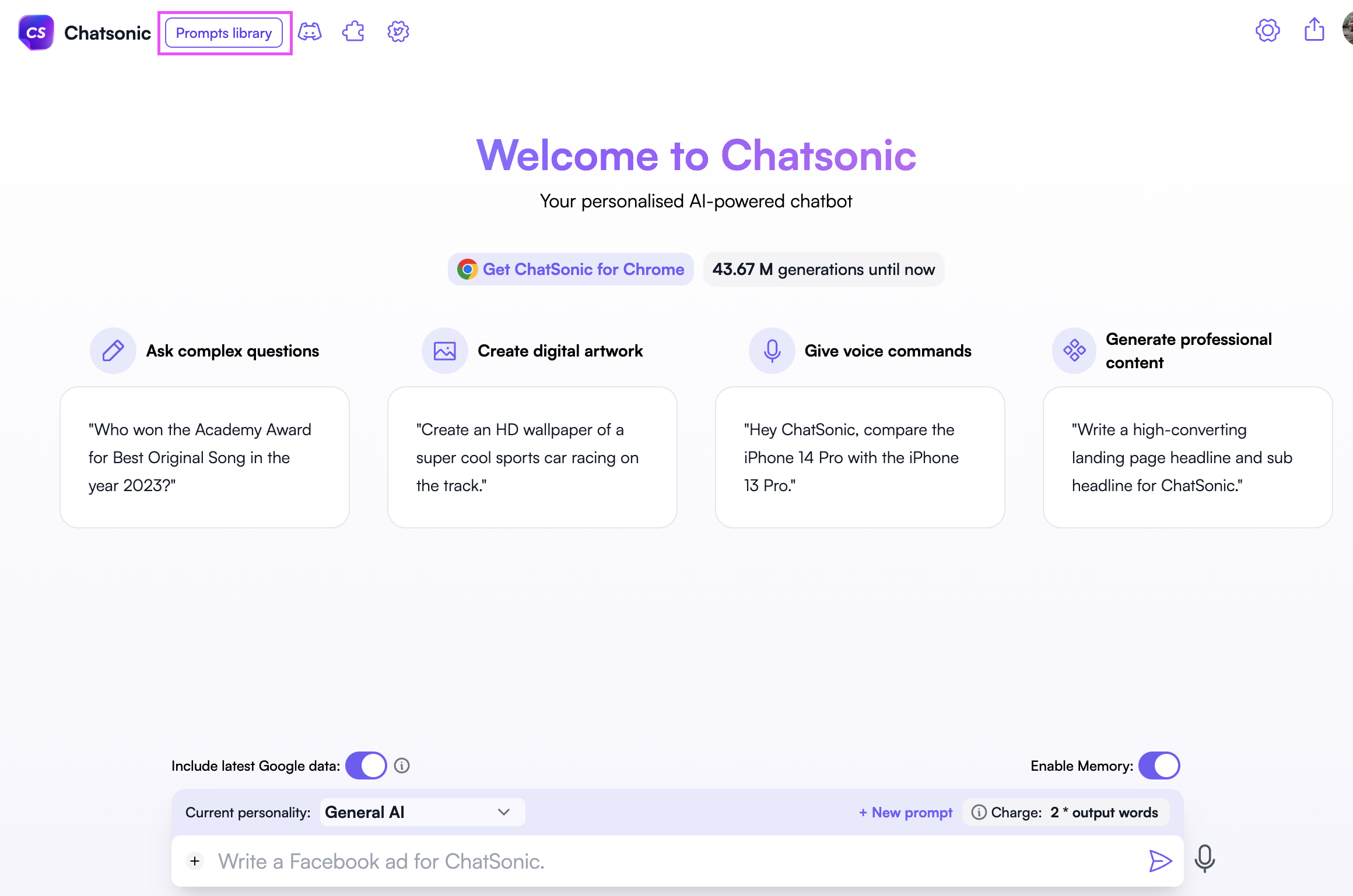 Chatsonic Prompt Library -