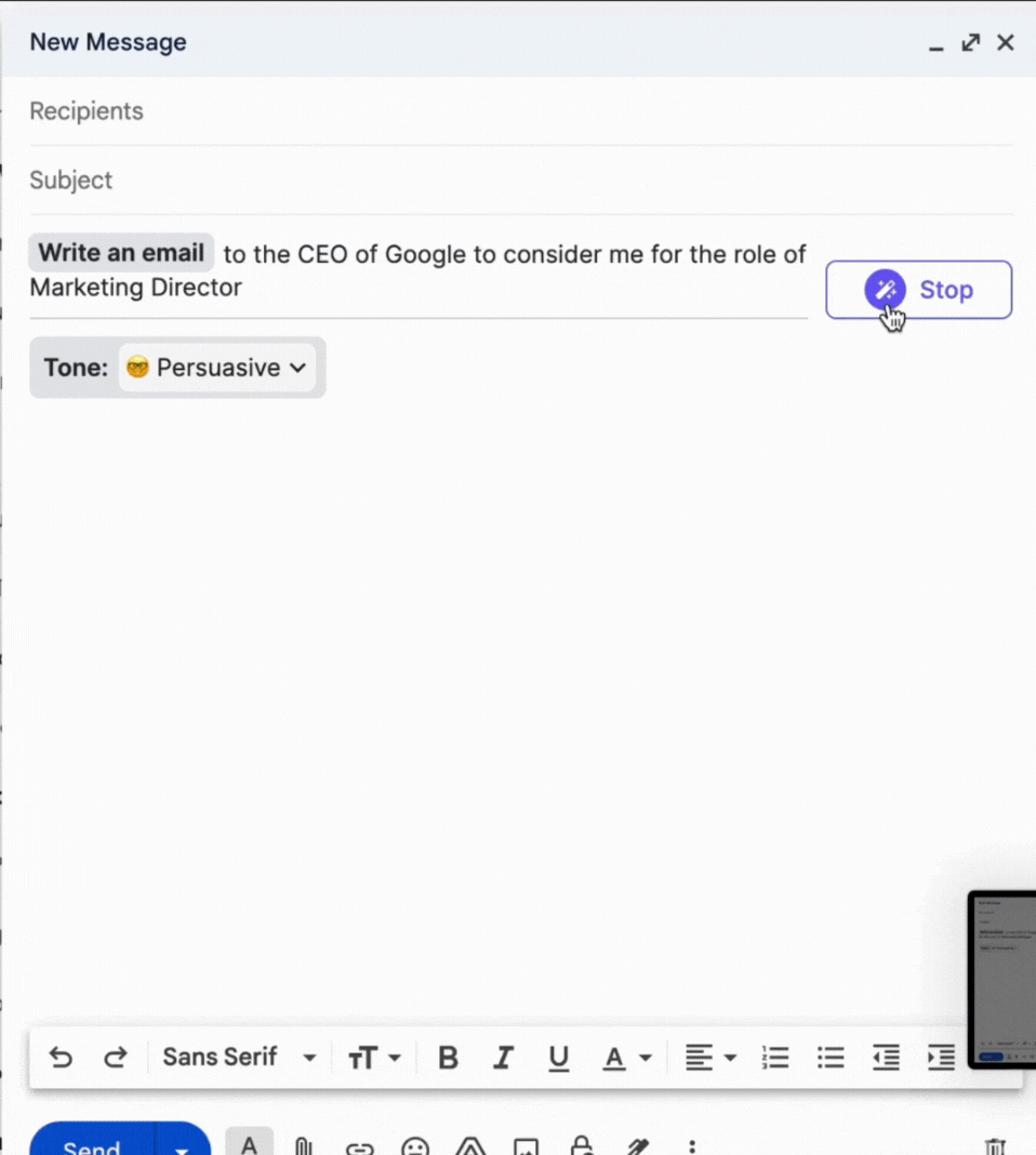 Chatsonic for composing emails - ChatGPT for email marketing