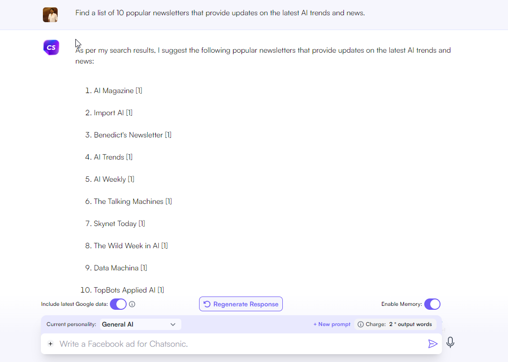 Chatsonic - How to write a newsletter?