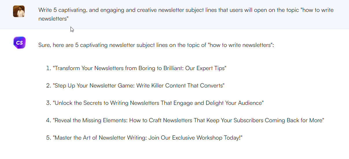 Chatsonic- How to write a newsletter