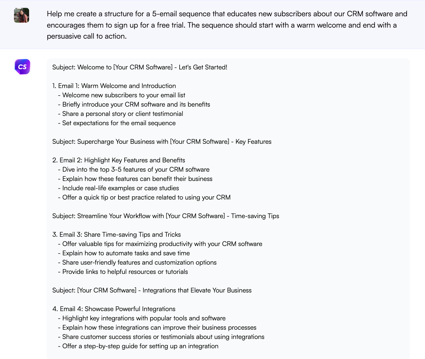 Chatsonic for sequence structure - ChatGPT for email marketing