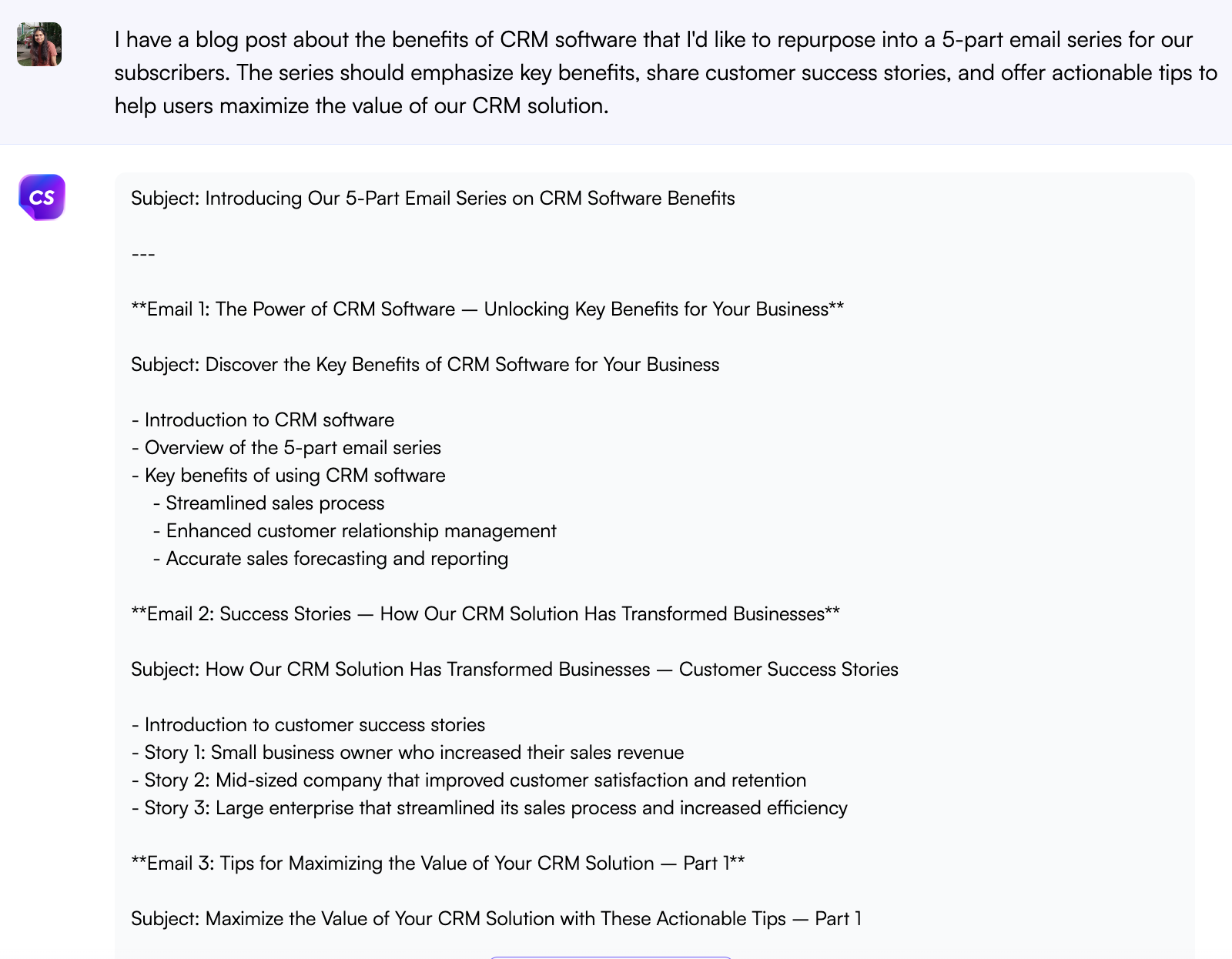 Chatsonic for content repurposing - ChatGPT for email marketing